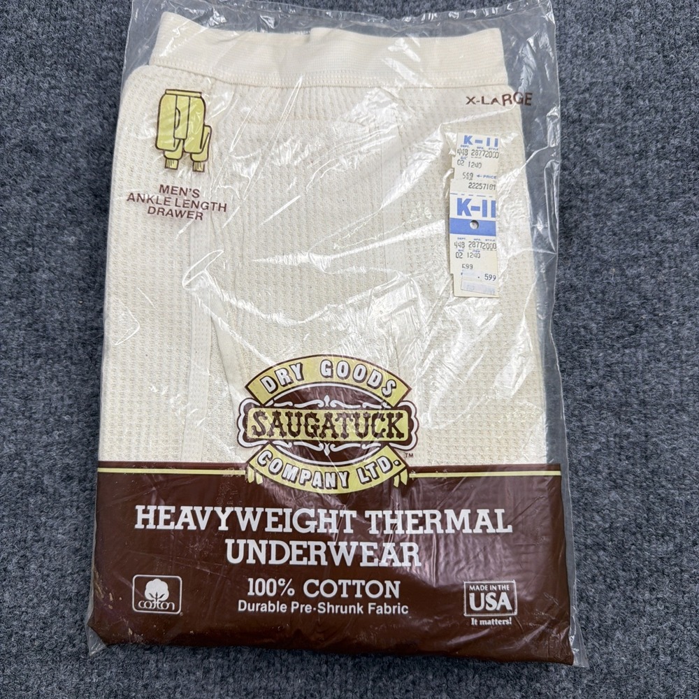 Vintage NOS Saugatuck Dry Goods Heavyweight Thermal Underwear Pants Mens XL USA